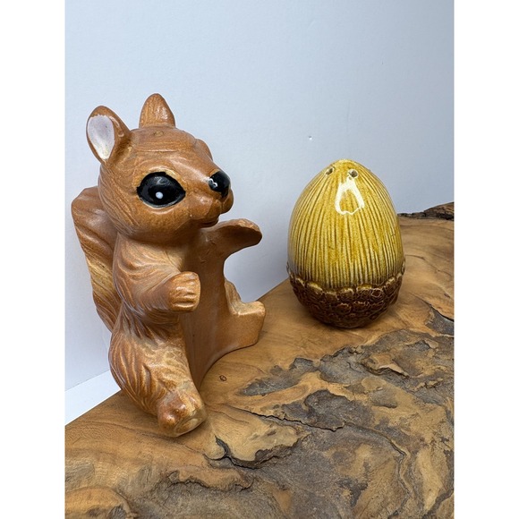 Source Unknown Other - Vintage Squirrel Acorn Salt Pepper Shakers Ceramic Brown Figural Made Japan